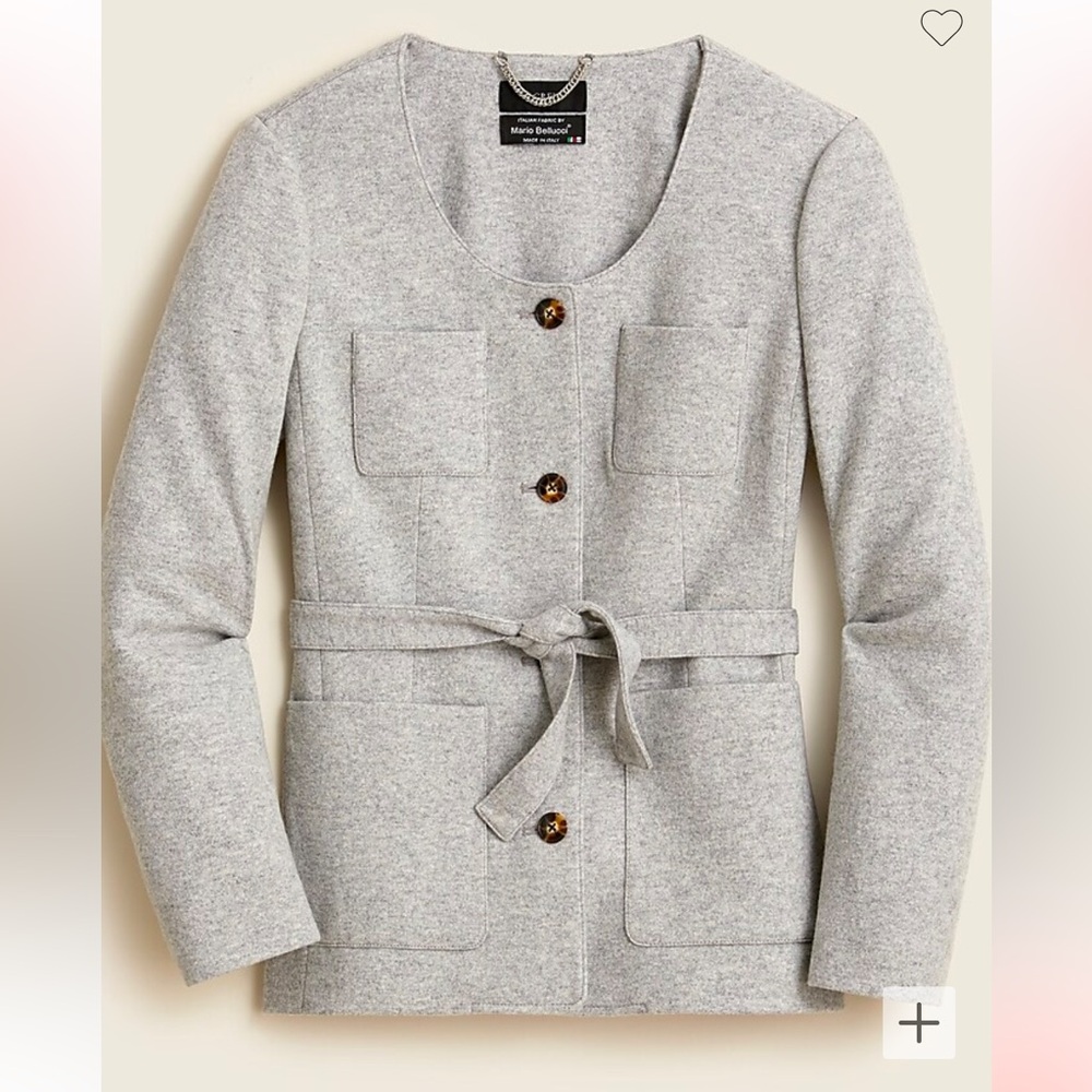 JCREW J.crew NWT Grey Tie-waist lady jacket in Italian knit wool